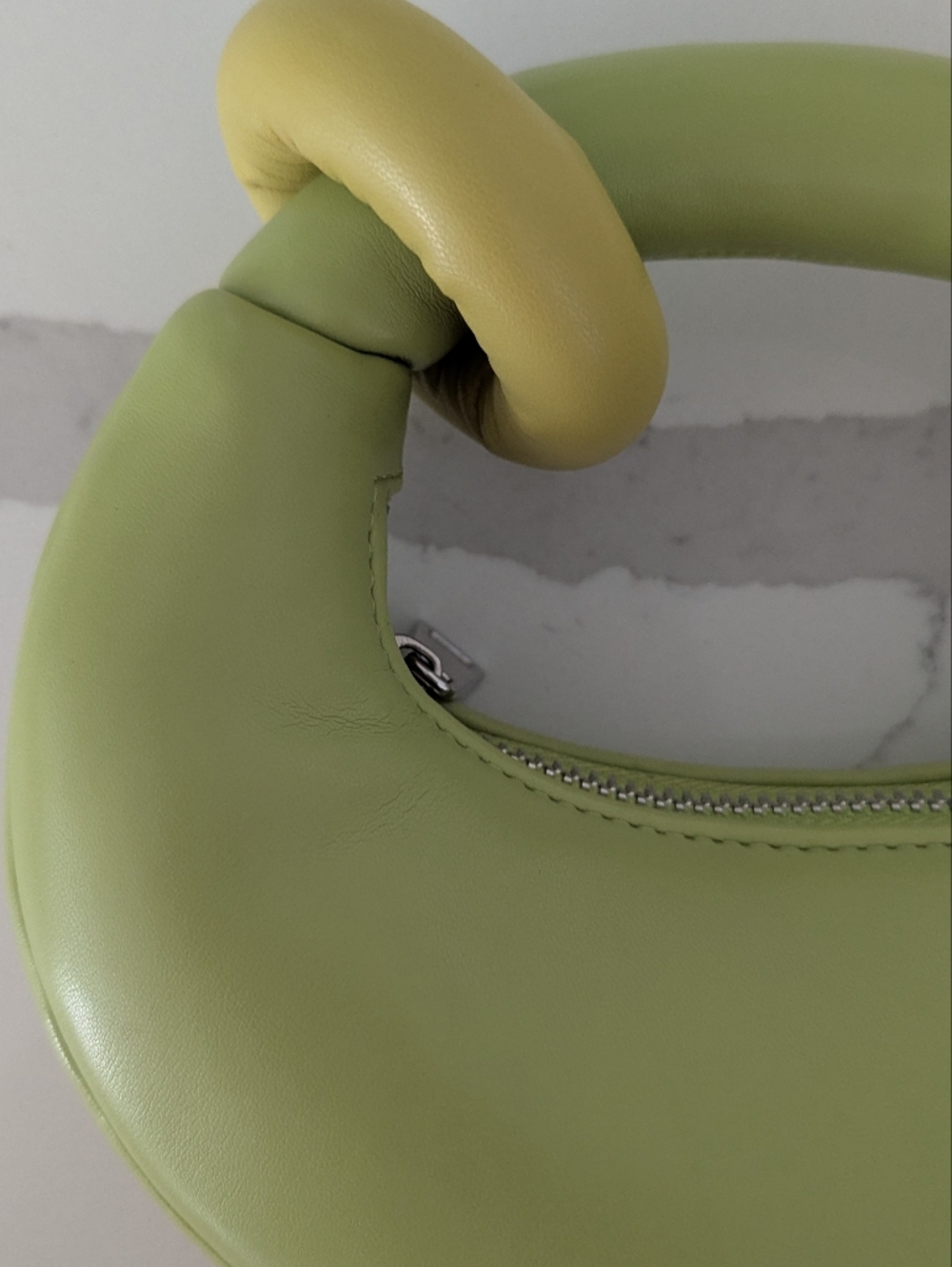 JW PEI Abacus Top Handle Bag Ring Accent Grass Green Sculptural vegan Purse - Picture 3 of 11